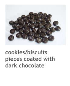 cookies/biscuits pieces coated with dark chocolate