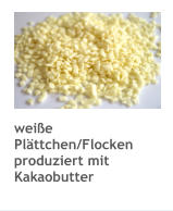 weiße Plättchen/Flocken produziert mit Kakaobutter