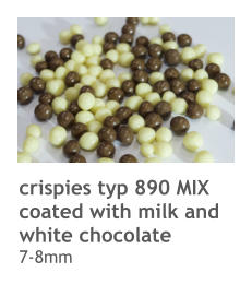 crispies typ 890 MIX coated with milk and white chocolate 7-8mm