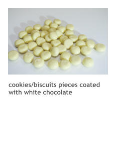 cookies/biscuits pieces coated with white chocolate